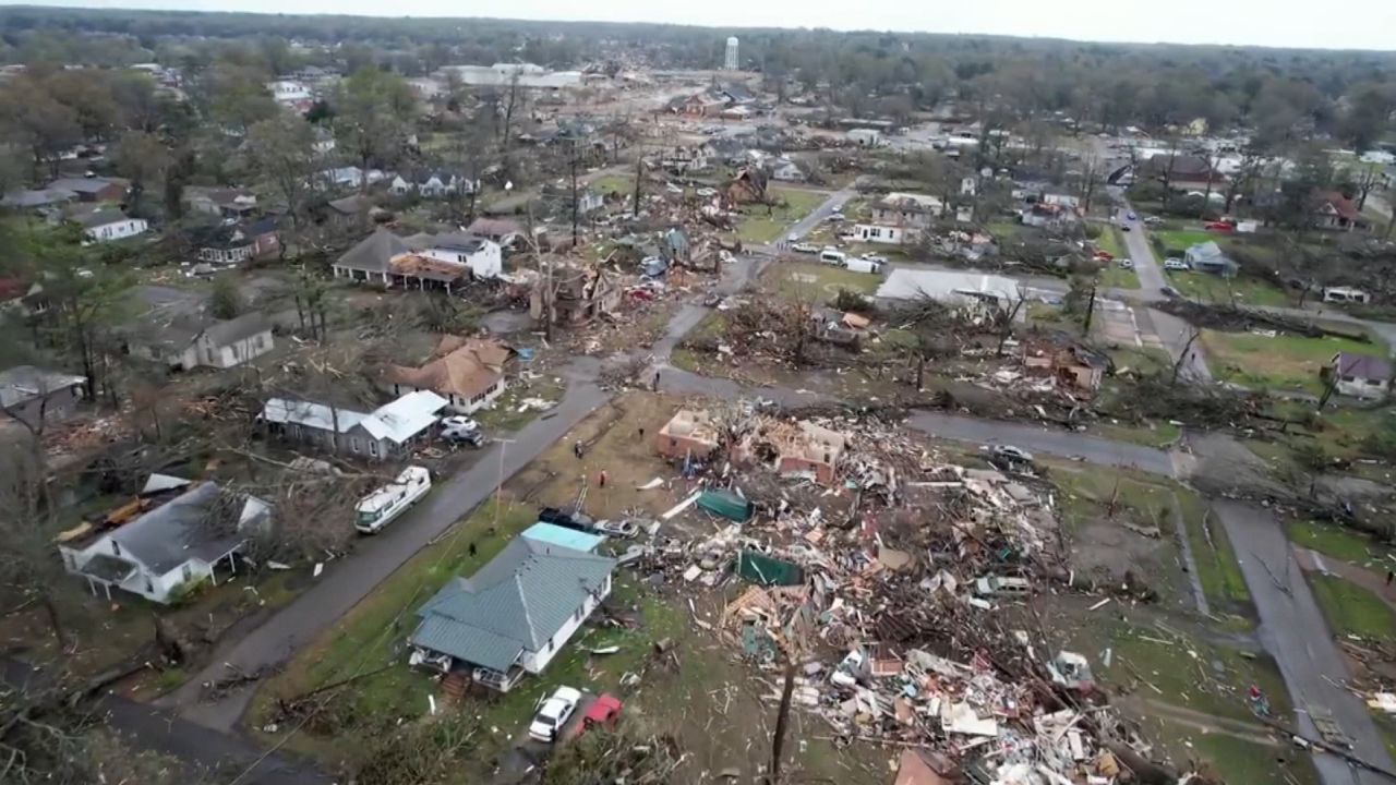 The mayor of Wynne, Arkansas, says the city was 'cut in half' by a tornado.