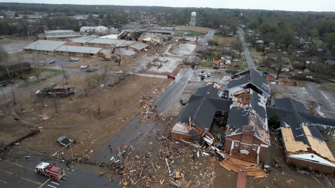 Damage seen in the city of Wynne after the storm.