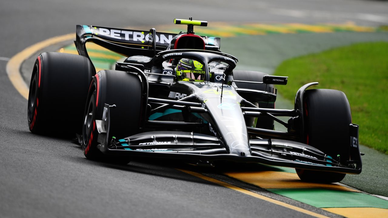 Lewis Hamilton on track during qualifying for the Australian GP. 