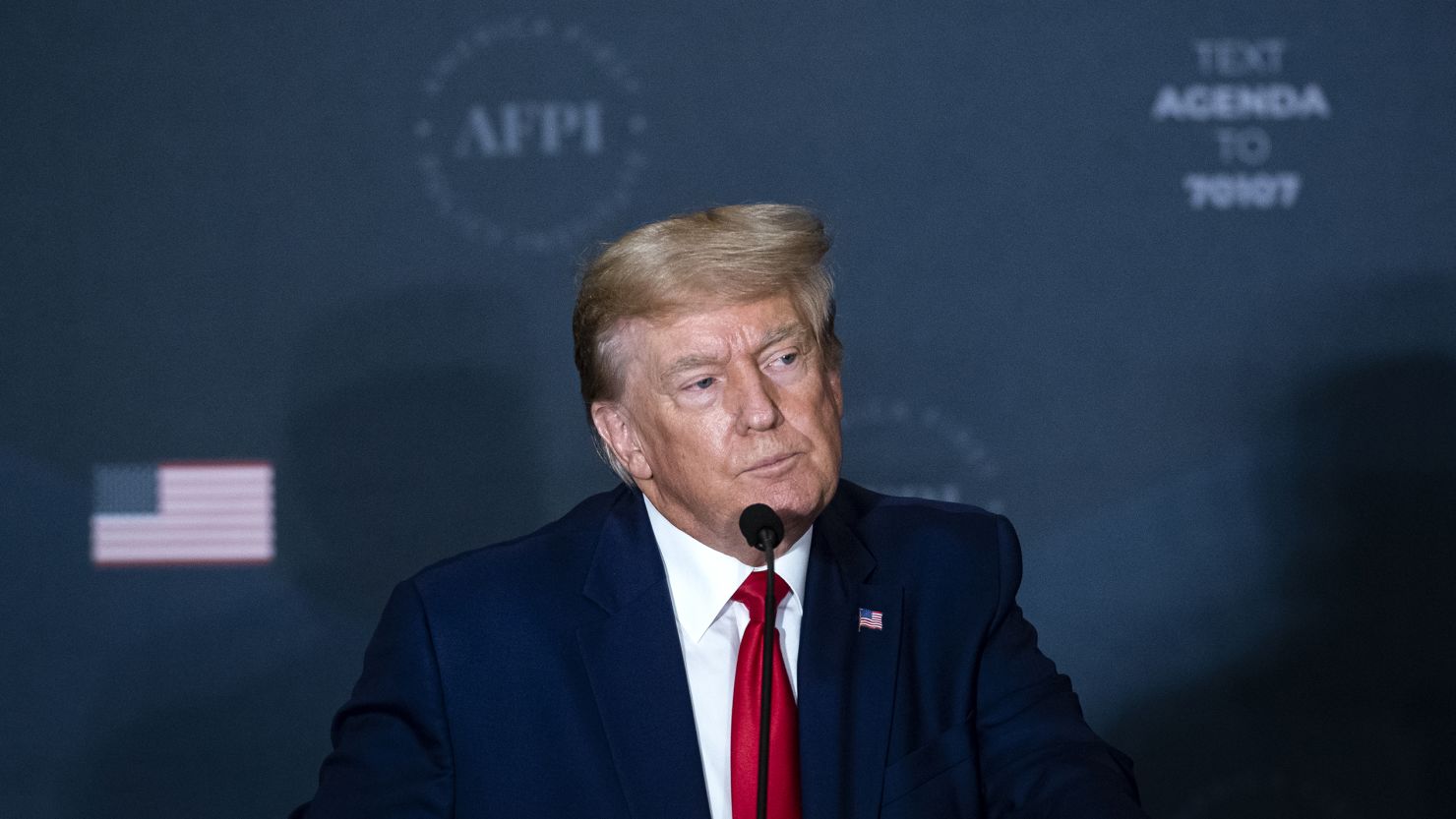 Former President Donald Trump speaks at an America First Policy Institute summit in Washington, DC, on July 26, 2022.