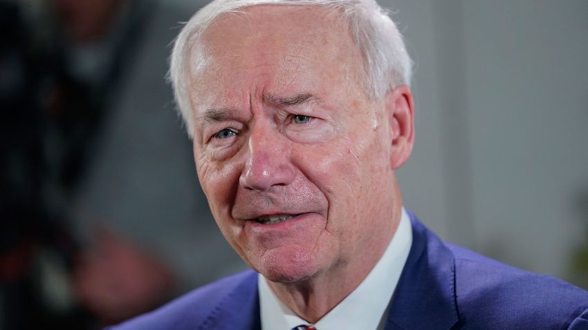 FILE - Arkansas Governor Asa Hutchinson responding during an interview with the Associated Press, Dec. 13, 2022 in Washington. The presidential campaign landscape in Iowa is markedly different this year compared to four years ago. So far, only Hutchinson has visited in 2023, and U.S. Sen. Tim Scott of South Carolina is making plans to stop by in the next few weeks. (AP Photo/Pablo Martinez Monsivais, File)