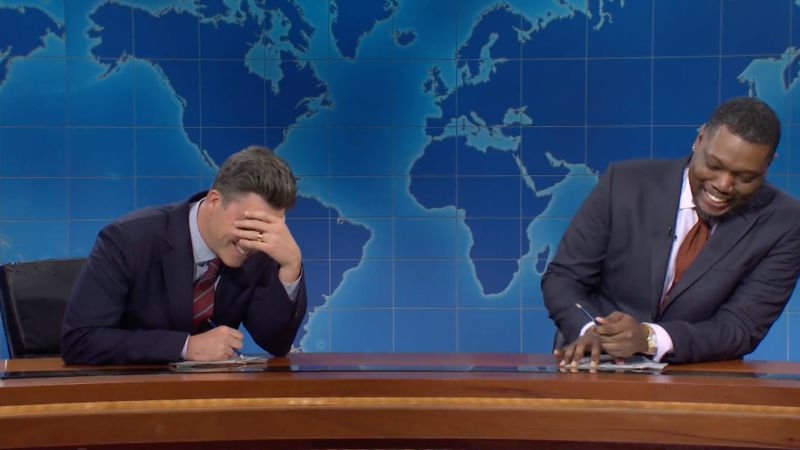 NextImg:Michael Che pranks Colin Jost on 'Saturday Night Live' Weekend Update for April Fool's | CNN