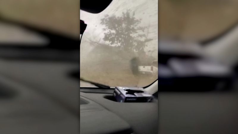 Watch: Man rides out tornado inside van in Arkansas