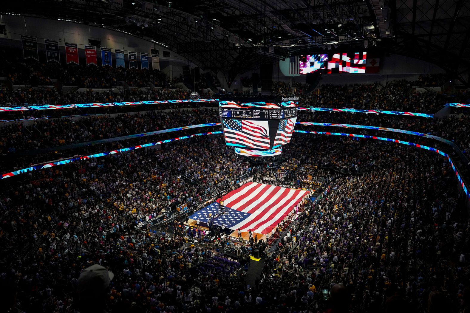 The National Anthem is played before the game in Dallas.