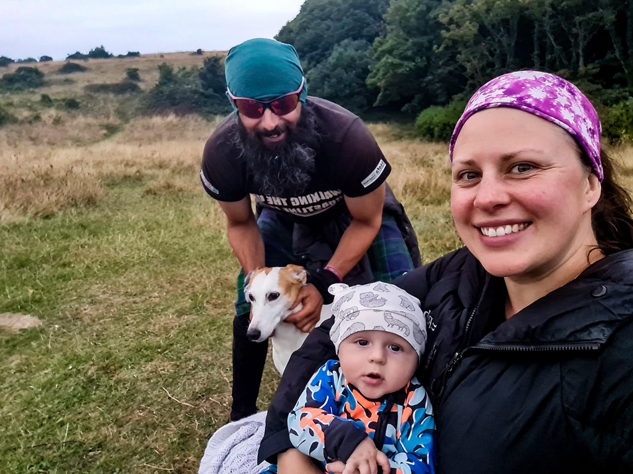 Chris Lewis met his partner, Kate Barron, while walking the UK coastline. His dog, Jet, and their son, Magnus, joined along the way.