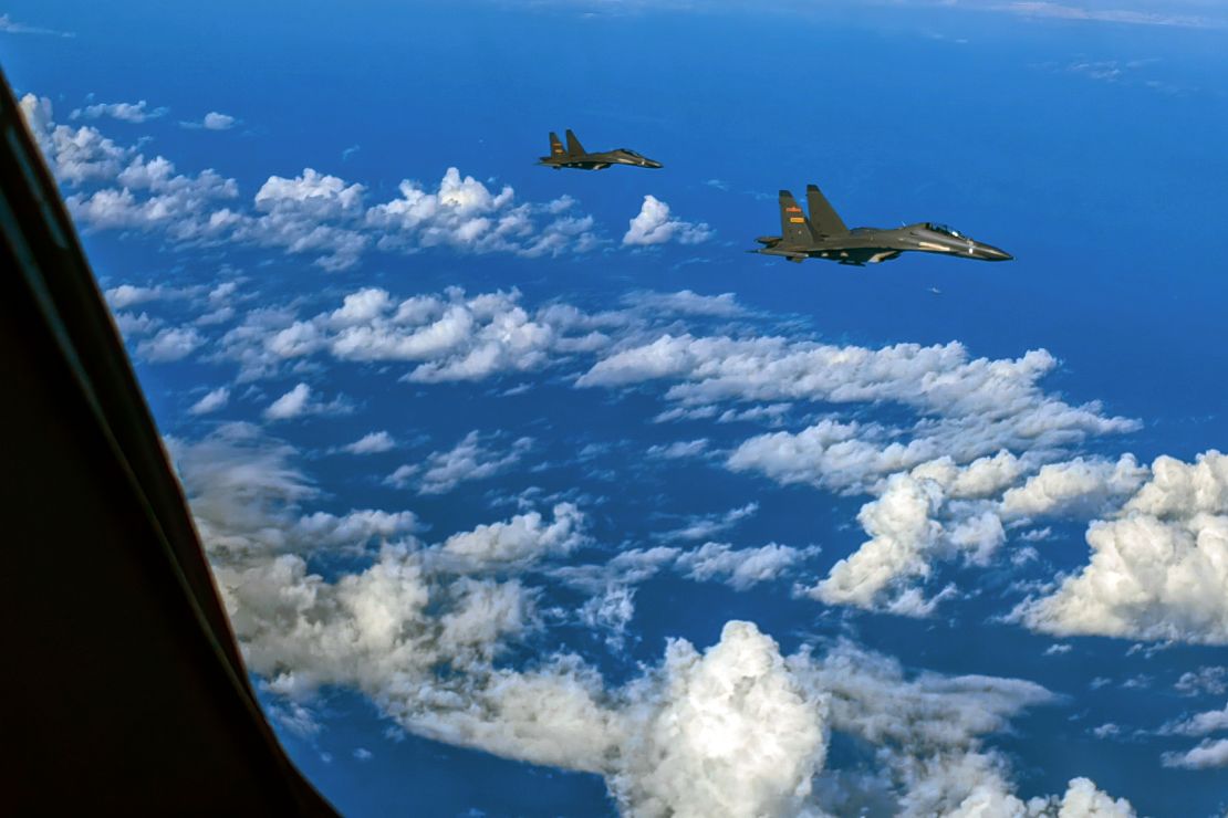 Fighter jets of the Chinese People's Liberation Army Eastern Theater Command conduct joint combat training exercises around Taiwan on August 7, 2022 in this photo released by Xinhua News Agency.