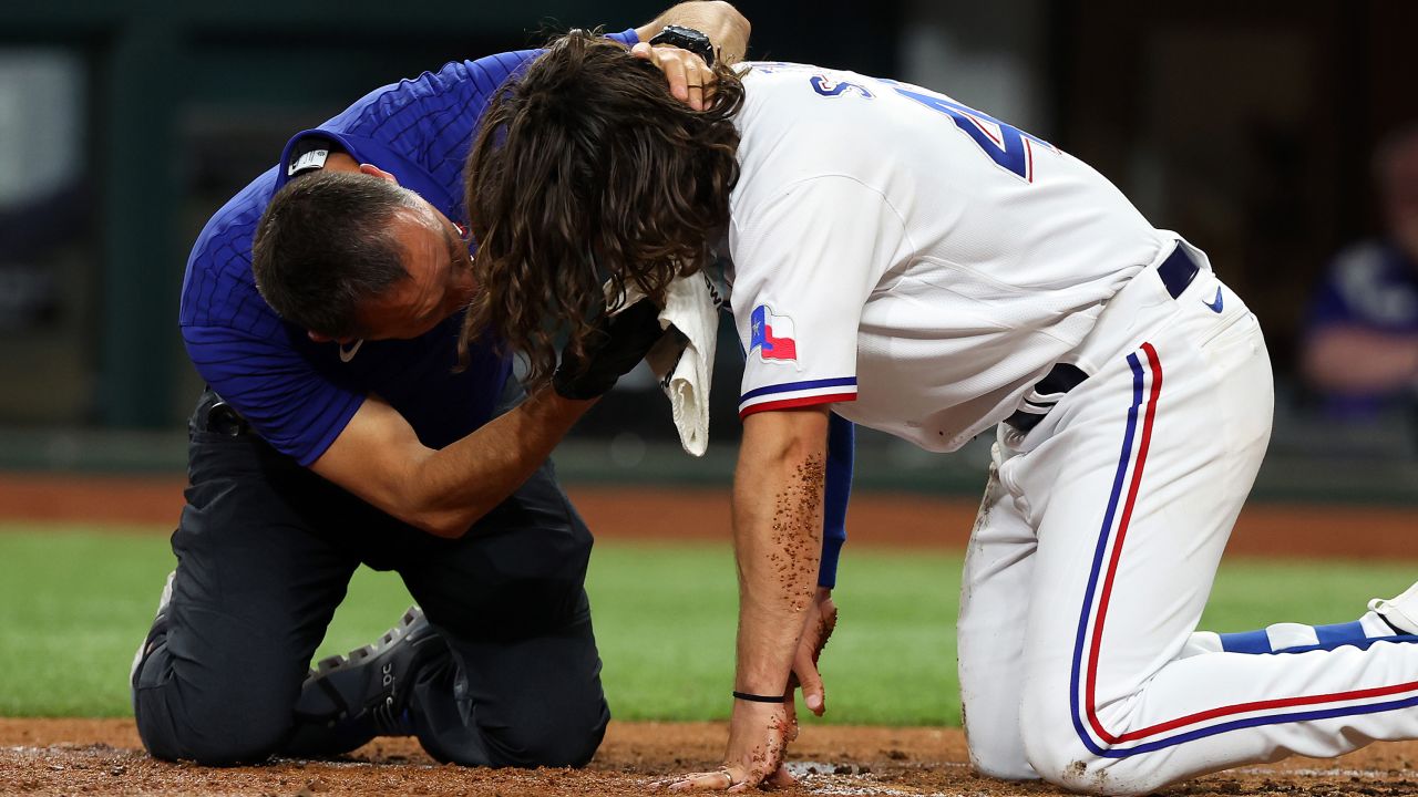 Texas Rangers player Josh Smith hospitalized after taking a pitch to