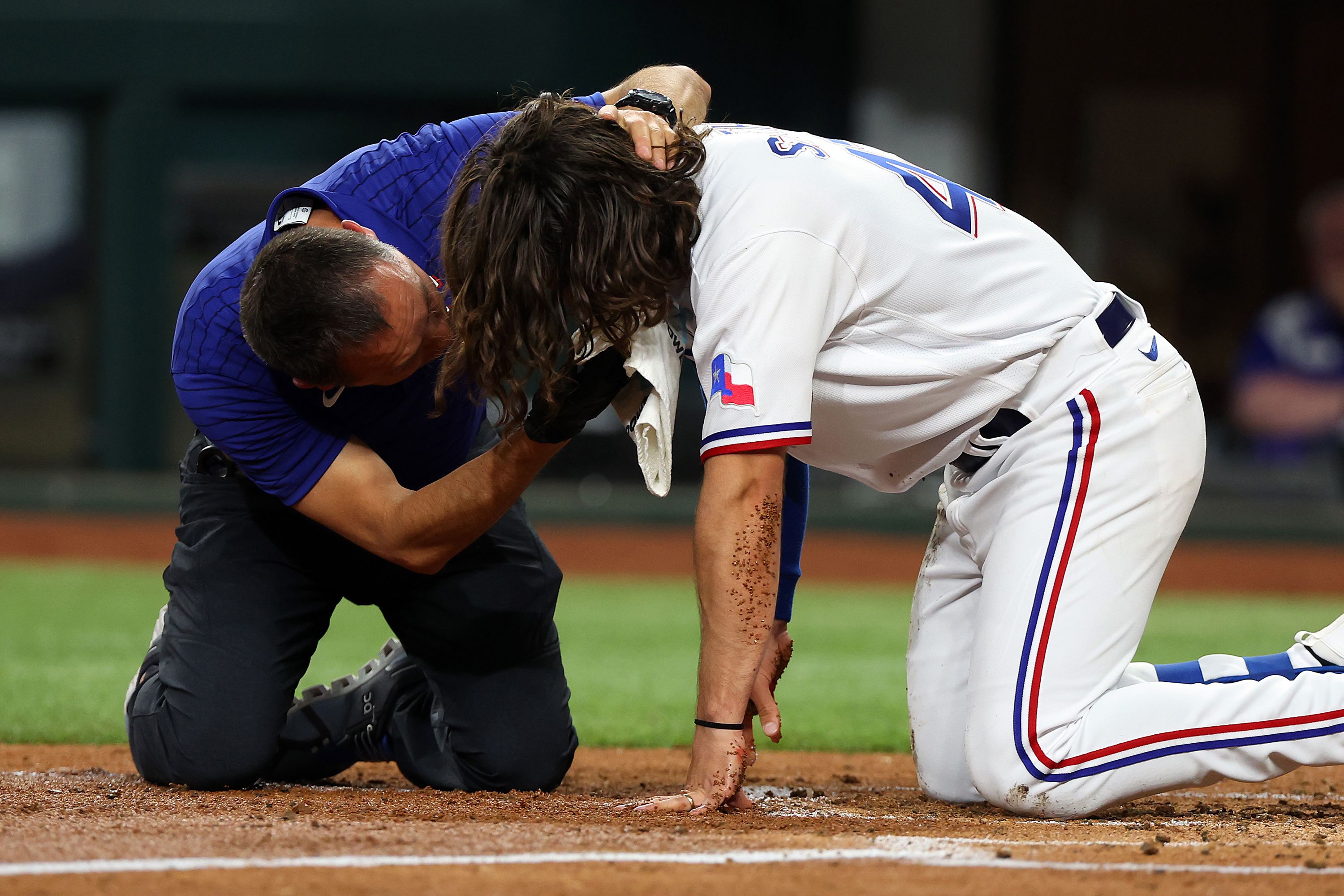 Texas Rangers player Josh Smith hospitalized after taking a pitch