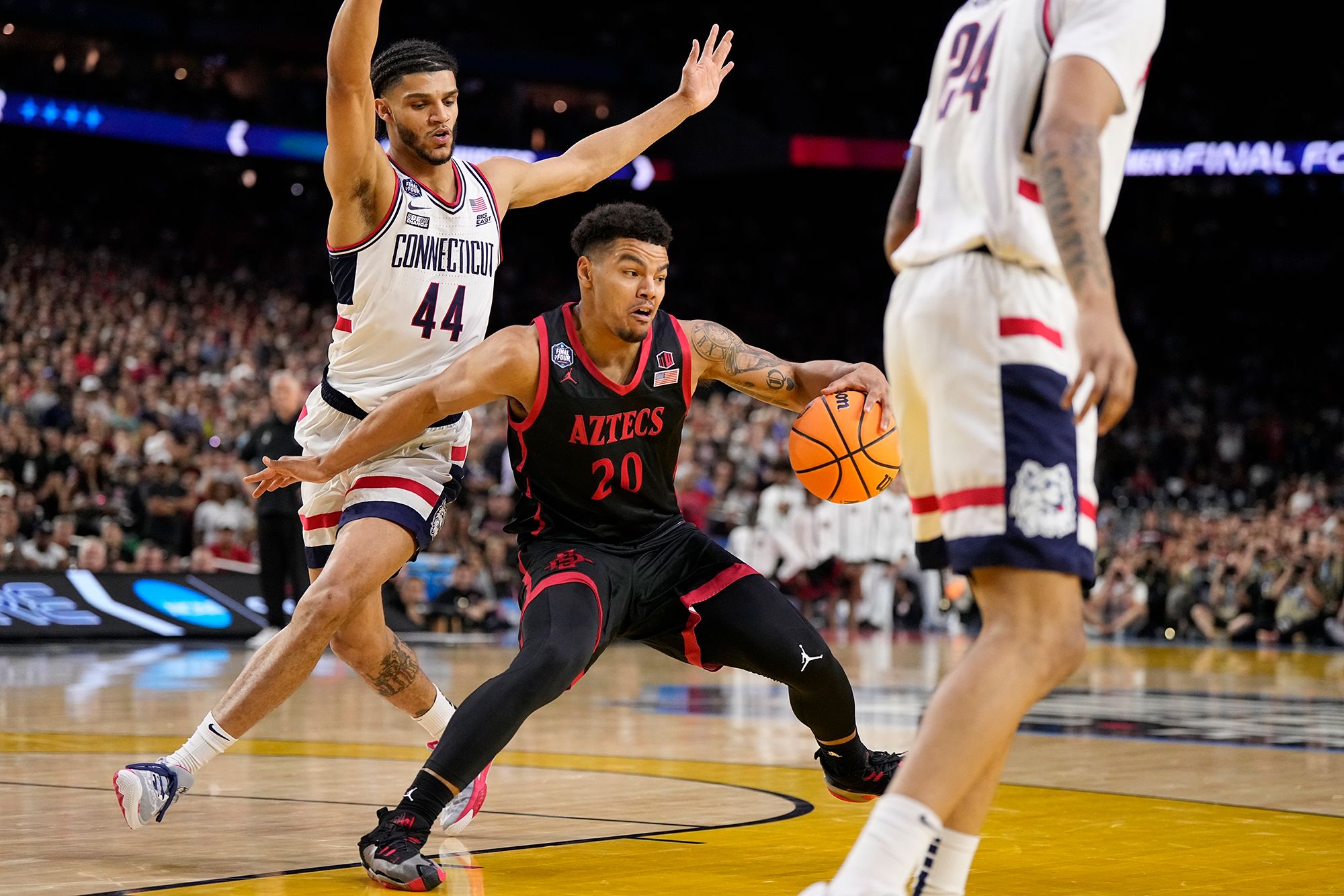 San Diego State's Matt Bradley is defended by Jackson.