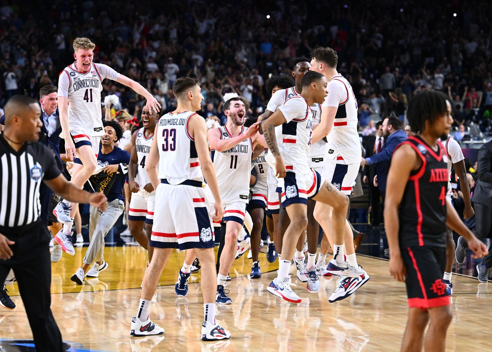 UConn celebrates after the final whistle.