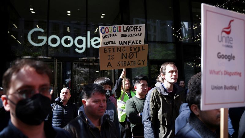 Google workers in London stage walkout over job cuts | CNN Business