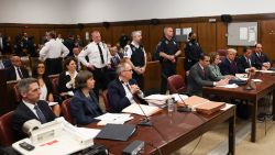 Former President Donald Trump appears in court for his arraignment, Tuesday, April 4, 2023, in New York. Trump surrendered to authorities ahead of his arraignment on criminal charges stemming from a hush money payment to a porn actor during his 2016 campaign. (Andrew Kelly/Pool Photo via AP)