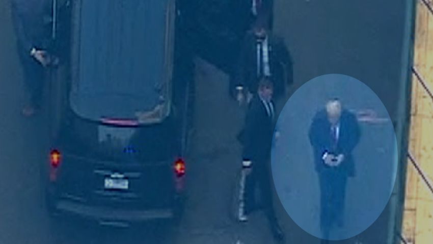 trump court arrival close up