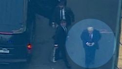 Trump Court Arrival Aerial Spotshadow