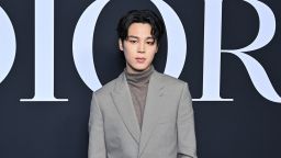 PARIS, FRANCE - JANUARY 20: (EDITORIAL USE ONLY - For Non-Editorial use please seek approval from Fashion House) 
Jimin from BTS attends the Dior Homme Menswear Fall-Winter 2023-2024 show as part of Paris Fashion Week  on January 20, 2023 in Paris, France. (Photo by Stephane Cardinale - Corbis/Corbis via Getty Images)