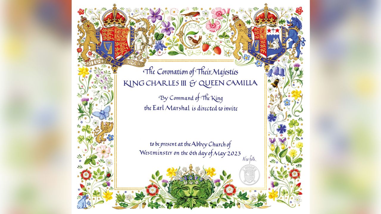 King Charles III and Queen Camilla's coronation invitation
