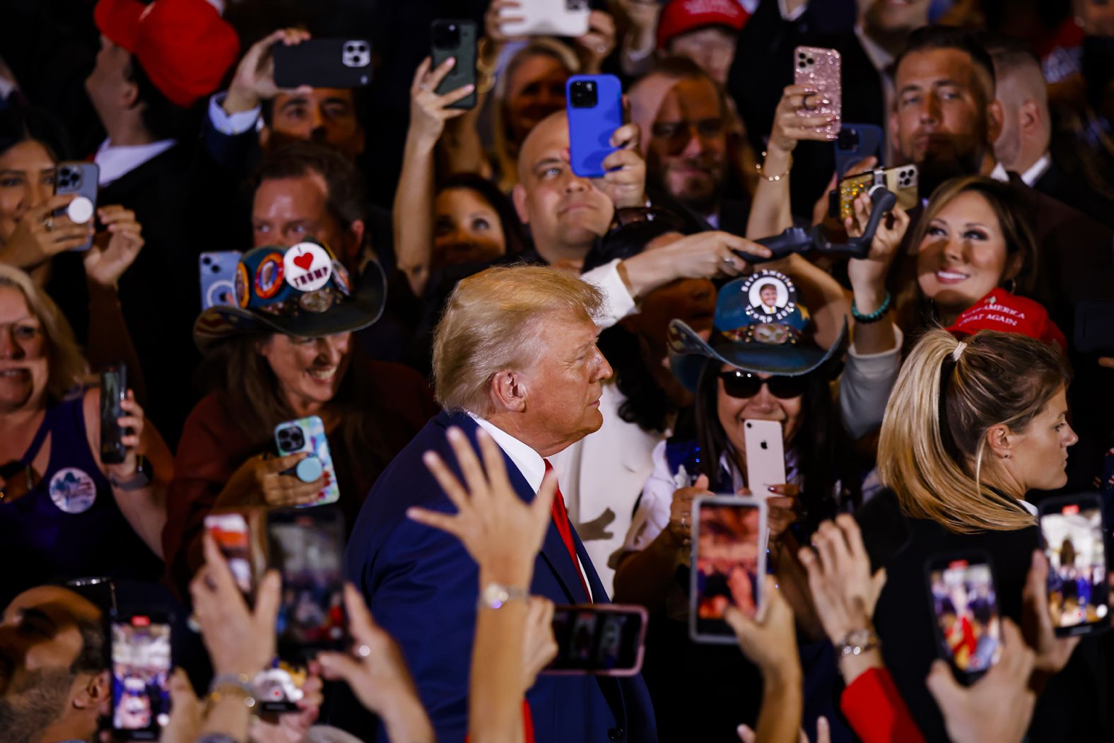 Trump arrives to <a href="https://www.cnn.com/politics/live-news/trump-new-york-court-arraignment-04-04-23/h_e20d168fa6c95c5bdeb928d47879f879" target="_blank">deliver remarks</a> at his Mar-a-Lago resort in Florida on April 4. "The only crime that I have committed is to fearlessly defend our nation from those who seek to destroy it," he said.