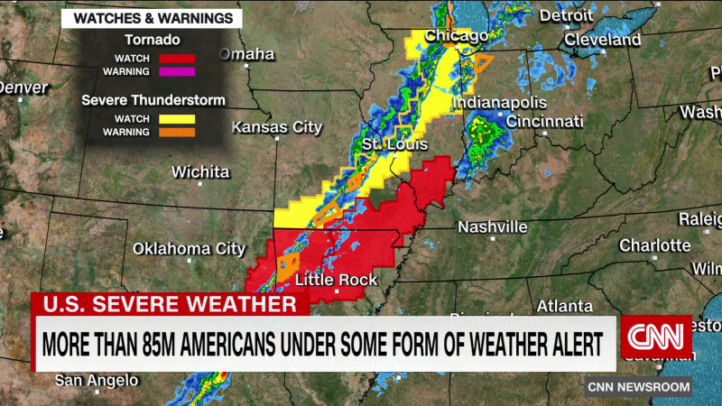 NextImg:85 million people in the U.S. under some form of weather alert | CNN