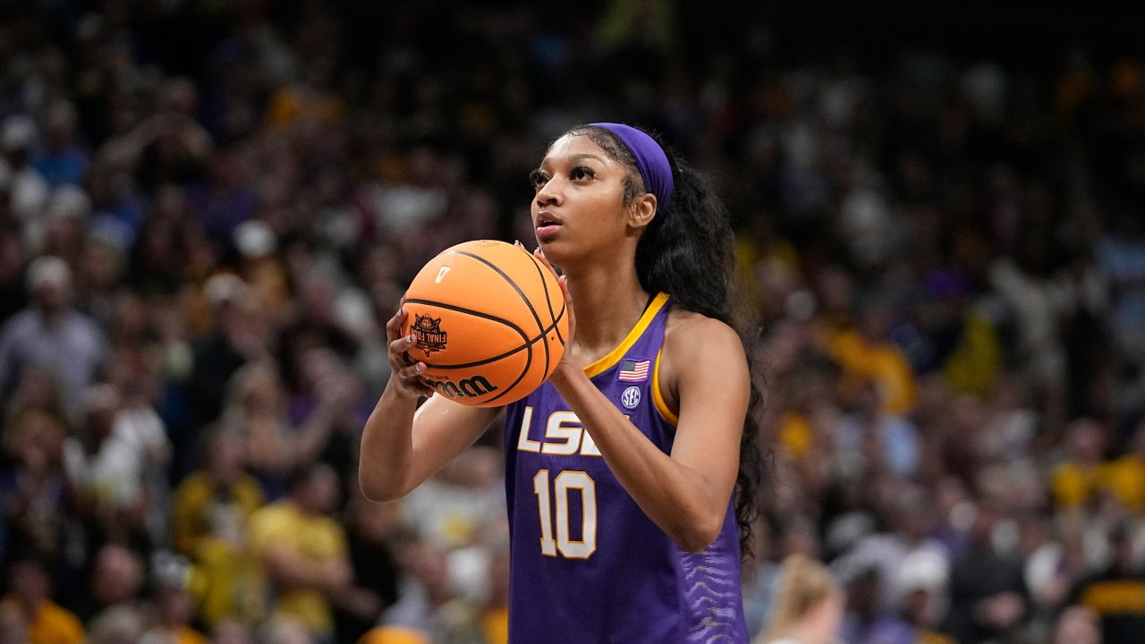 Angel Reese during the second half of the NCAA women's national championship basketball game against Iowa. 