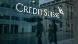 This photograph taken on March 24, 2023 in Geneva, shows a sign of Credit Suisse bank. - The marriage of UBS and Credit Suisse was hastily arranged to prevent a global financial meltdown -- but the size of the resulting megabank could cause domestic problems in Switzerland, the central bank admitted on March 23, 2023. 