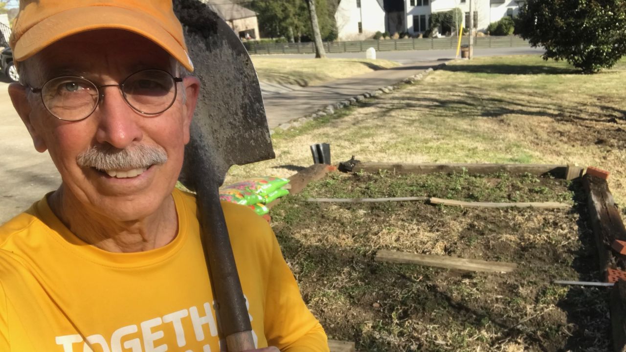 Nashville resident Tom Adkinson, 72, said he turns the soil of his three gardens by hand. This initial prep is fairly strenuous workout. 