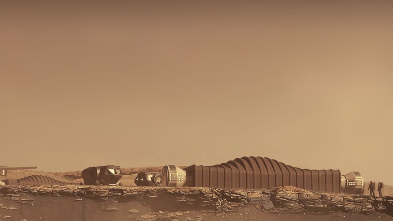 A rendering of Mars Dune Alpha, a concept for Martian surfaces that was devised by ICON and BIG and printed on Earth in 2021 for use in upcoming Mars analog missions.