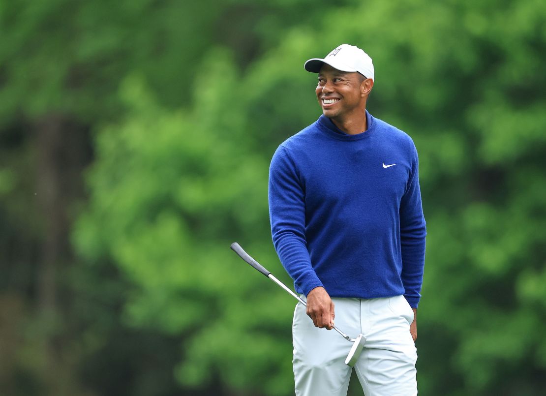 Woods was all smiles during his practice round.