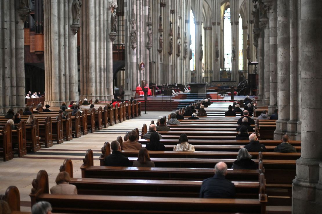 A sparsely attended Good Friday mass in Cologne,  Germany, on April 2, 2021.