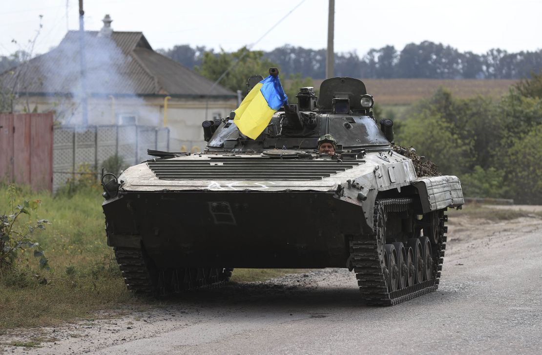 A Ukrainian army tank advances to the fronts in the northeastern areas of Kharkiv last September.