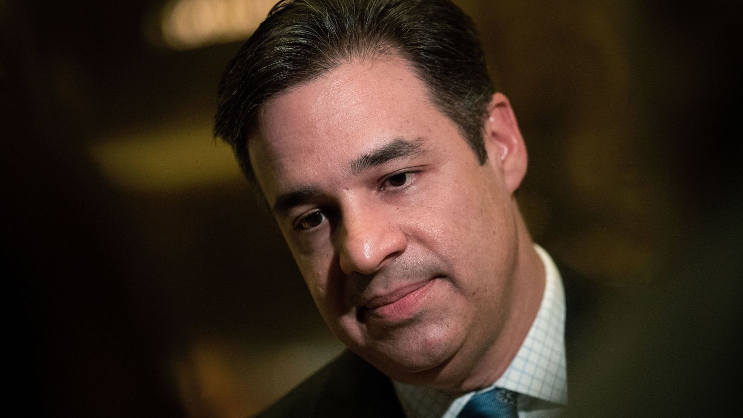 Raul Labrador speaks to reporters at Trump Tower, December 12, 2016 in New York City. 