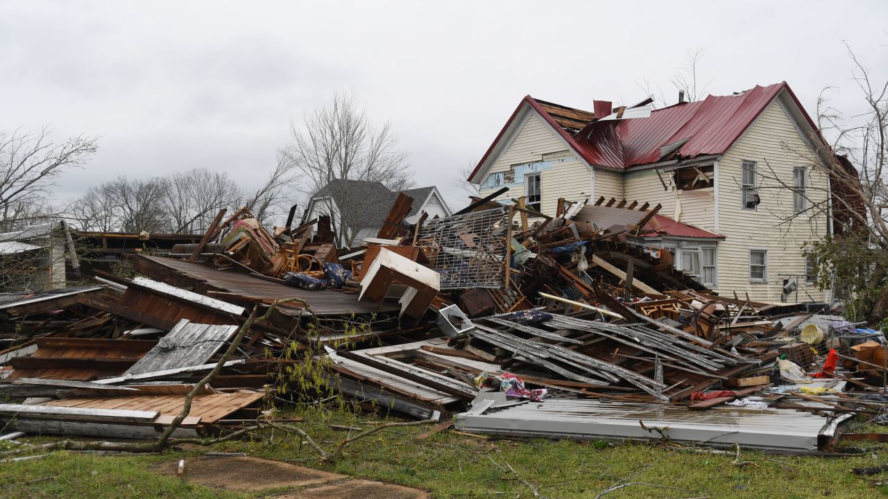  Debris and wreckage is seen after a tornado in the Glenallen area, Missouri, on April 5, 2023. 