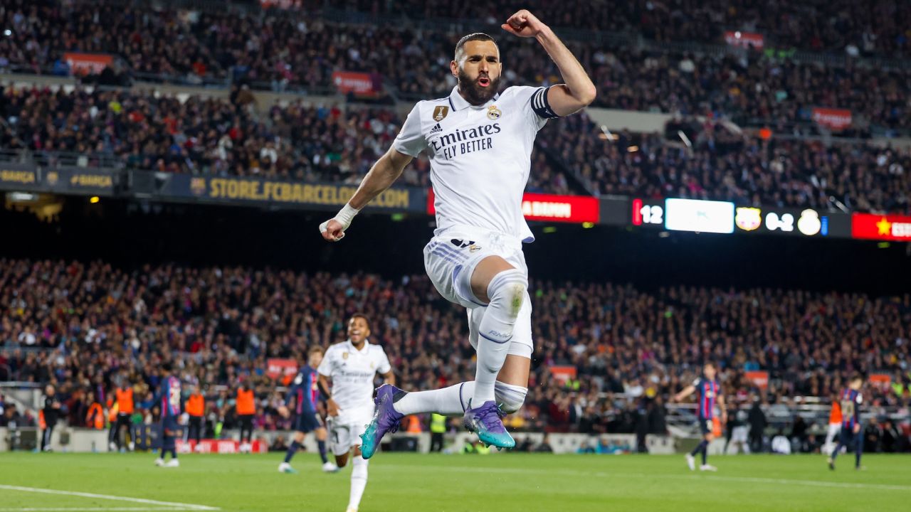 Karim Benzema became the first Real Madrid player to score a hat-trick at the Camp Nou since Ferenc Puskás.