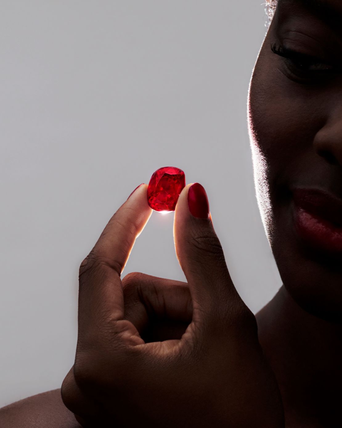 This picture shows the world's largest gem-quality ruby ever discovered in September 2022.