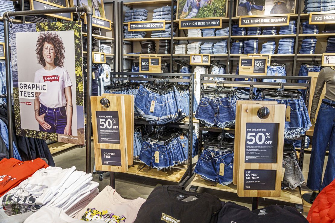 Levi's jeans 50% off sale Vineland Premium Outlets, Orlando, Florida, on December 10, 2021.