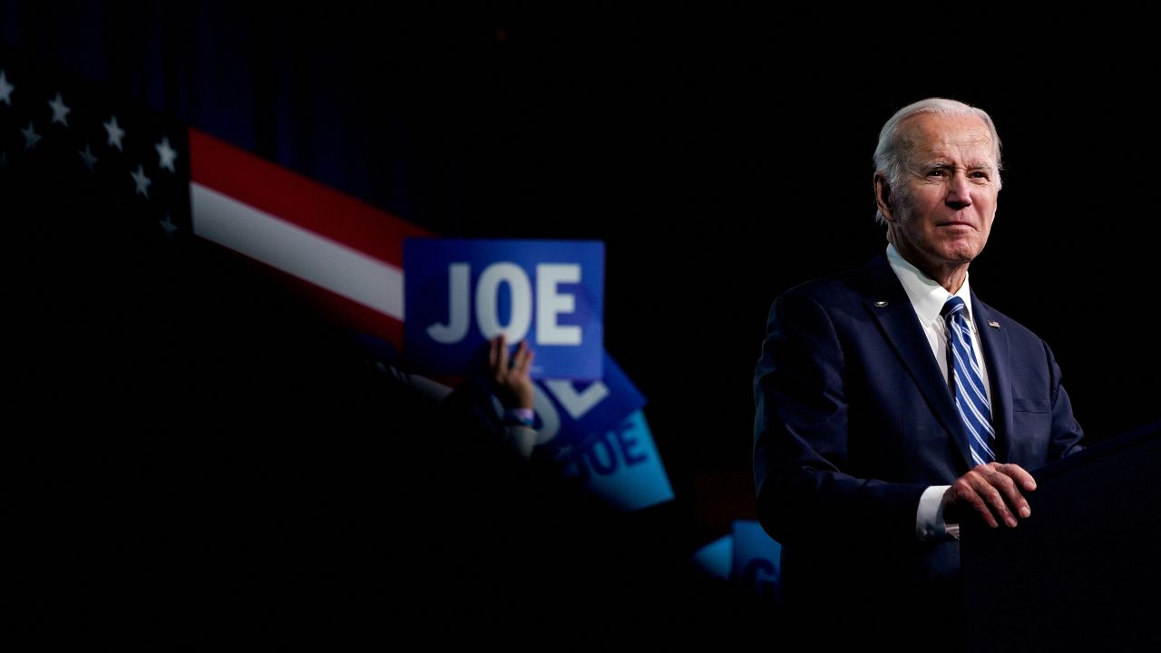 President Joe Biden delivers remarks at the DNC 2023 Winter Meeting in Philadelphia, Pennsylvania, U.S., February 3, 2023.