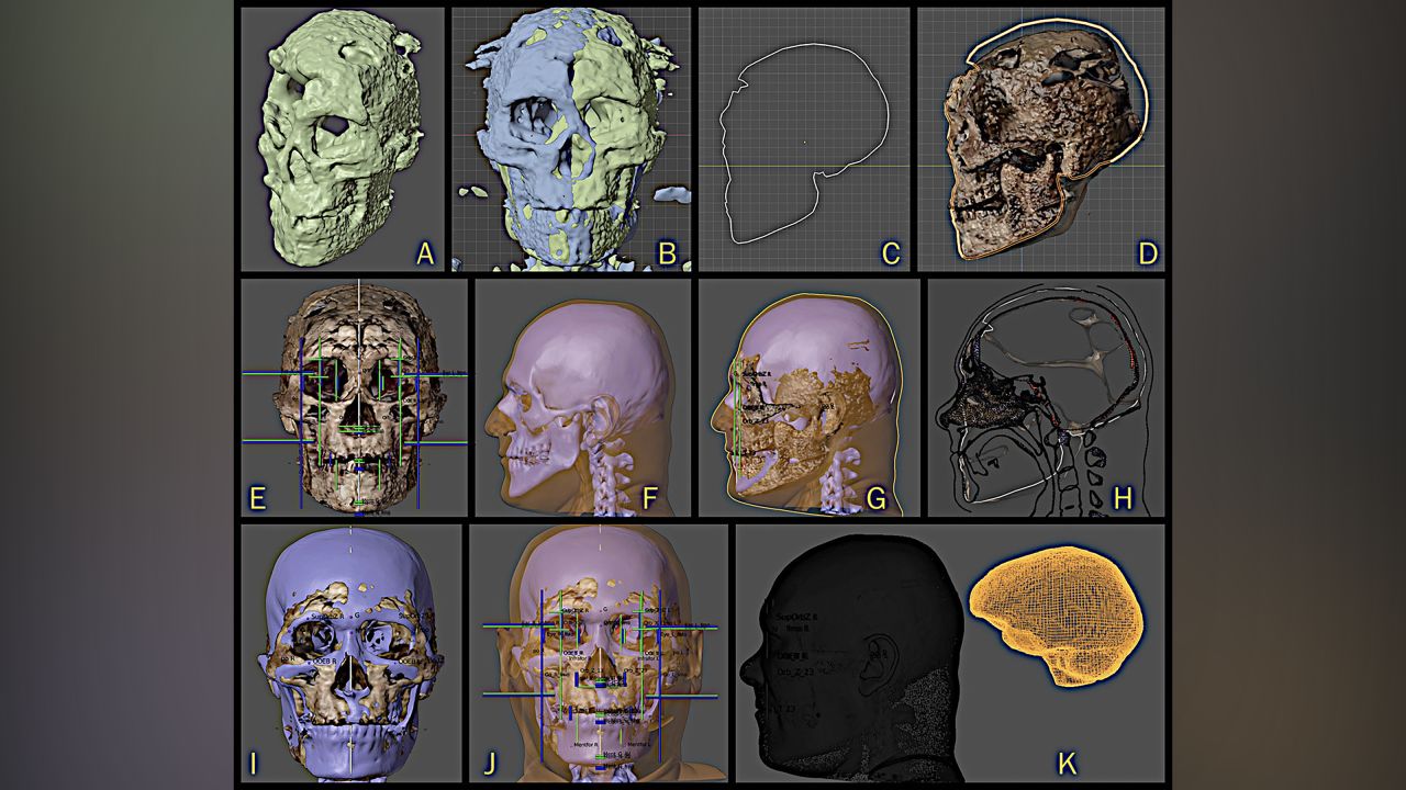 Photogrammetry is the process of extracting 3D information from photographs, which is what Santos and Moraes did after viewing the man's skeletal remains at the National Museum of Egyptian Civilization in Cairo. 