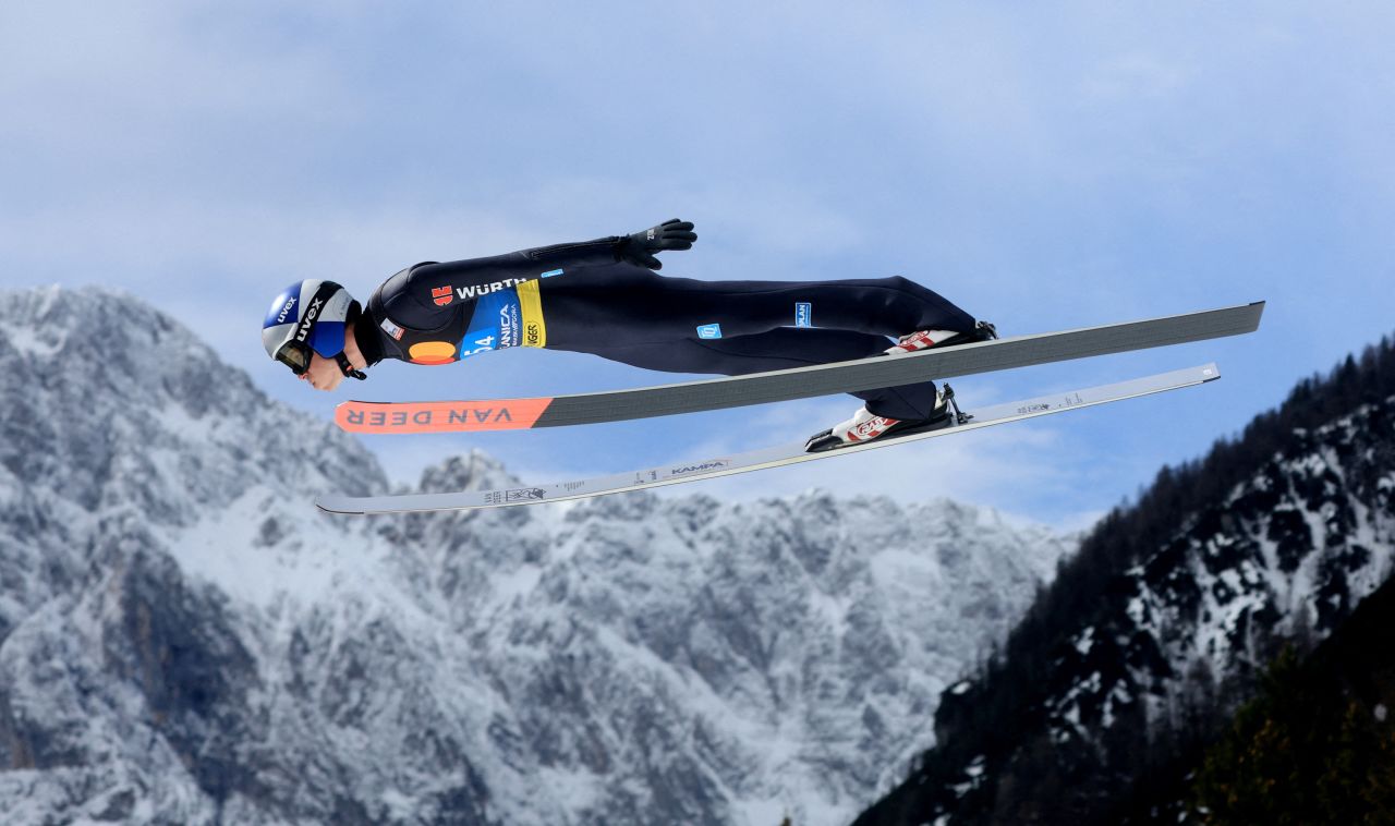 German ski jumper Andreas Wellinger competes in a World Cup event in Planica, Slovenia, on Saturday, April 1.