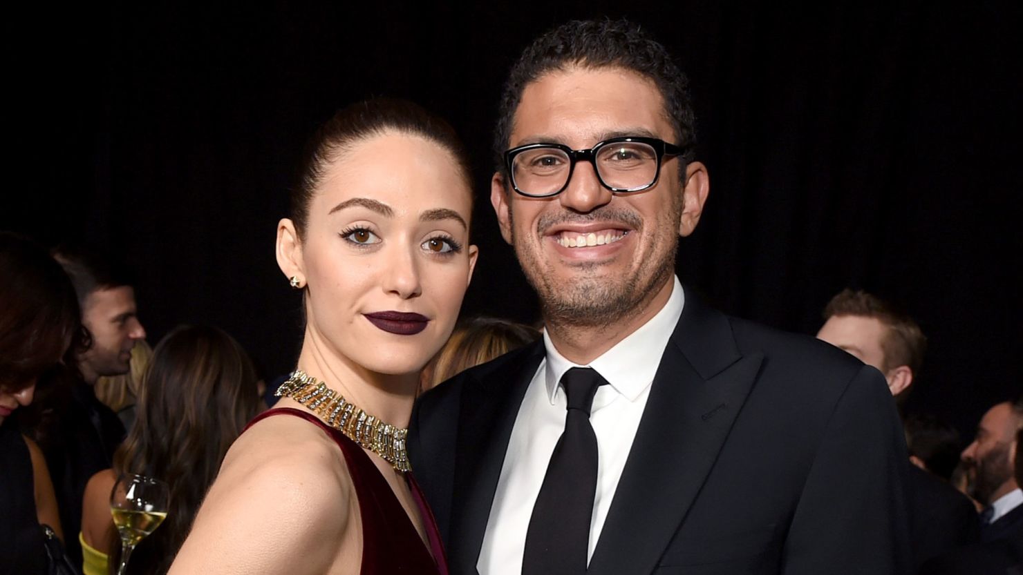 (From left) Emmy Rossum and Sam Esmail in 2019 at the Critics' Choice Awards in Santa Monica. 