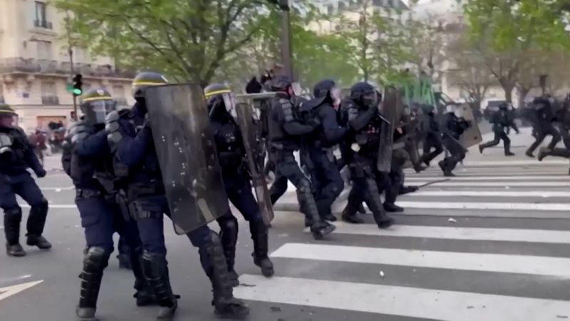 NextImg:Video: Formerly peaceful protests turn increasingly violent in France | CNN