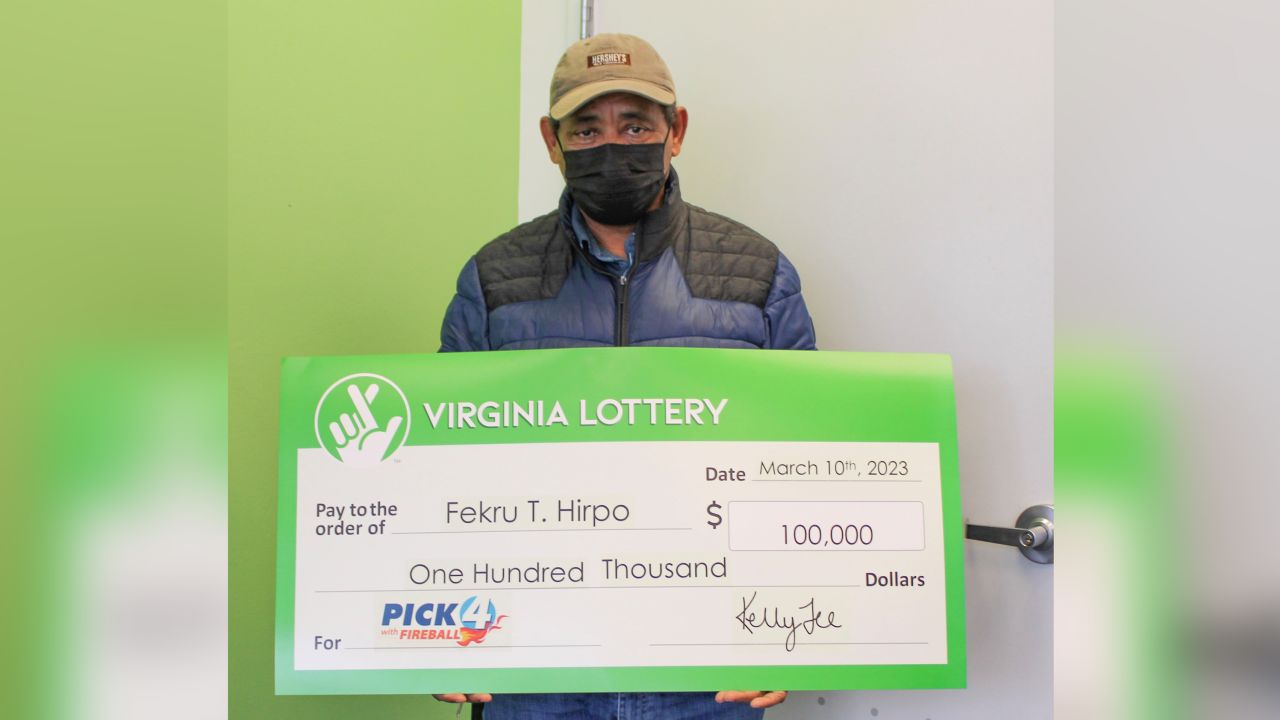 Fekru Hirpo ganhou $ 100.000 depois de comprar 20 bilhetes da Virginia Lottery com os mesmos quatro números.