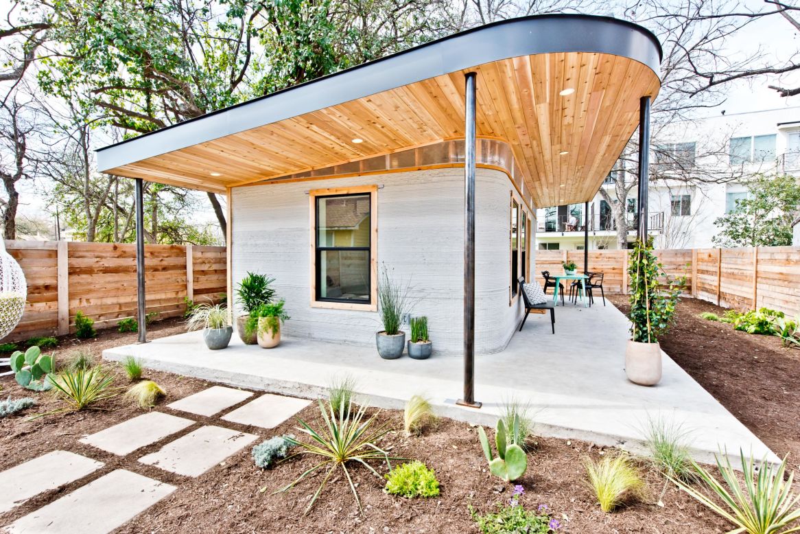 The Chicon House, completed by ICON in 2018, became the first permitted 3D-printed home in the United States. The walls of the two-bedroom home were printed in 47 hours with ICON's first-generation printer.