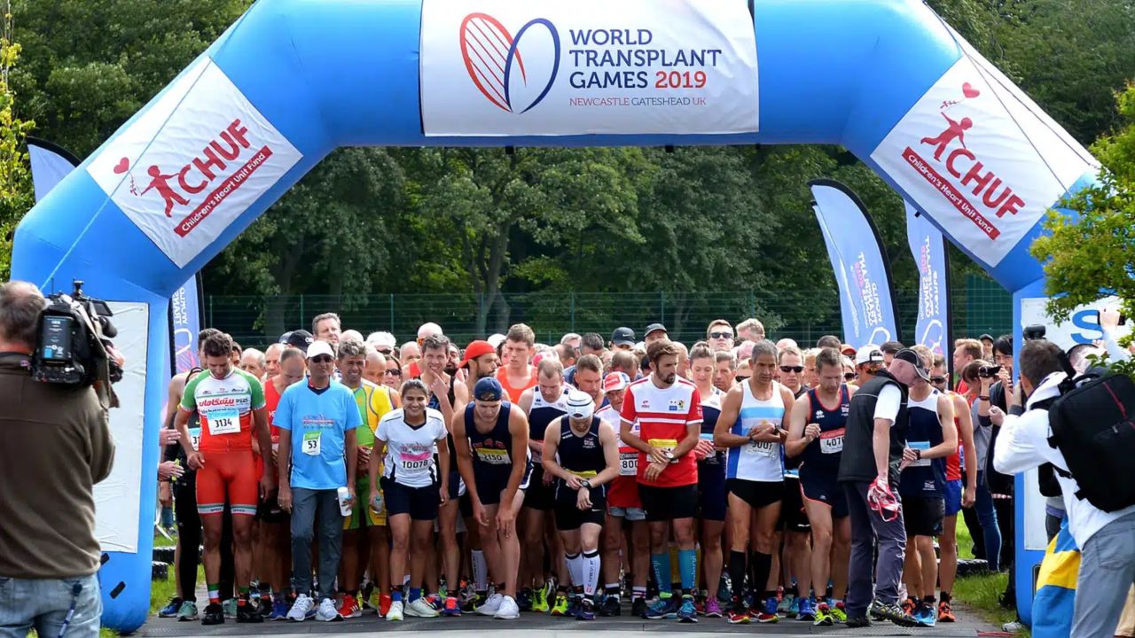 The Road Race starts at the 2019 World Transplant Games in Newcastle-Gateshead, United Kingdom.