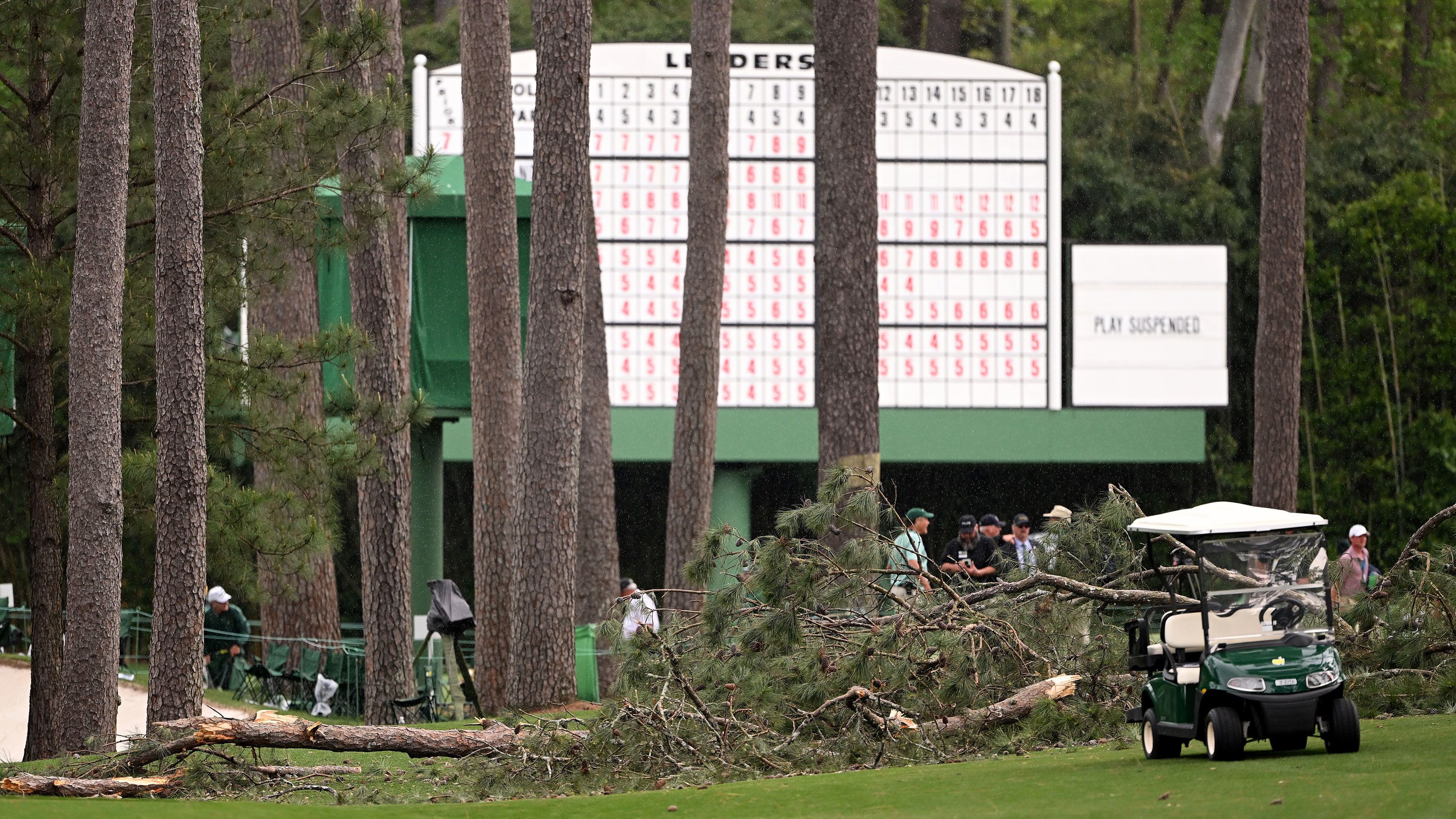 Masters leaderboard: Play suspended as huge tree falls to the