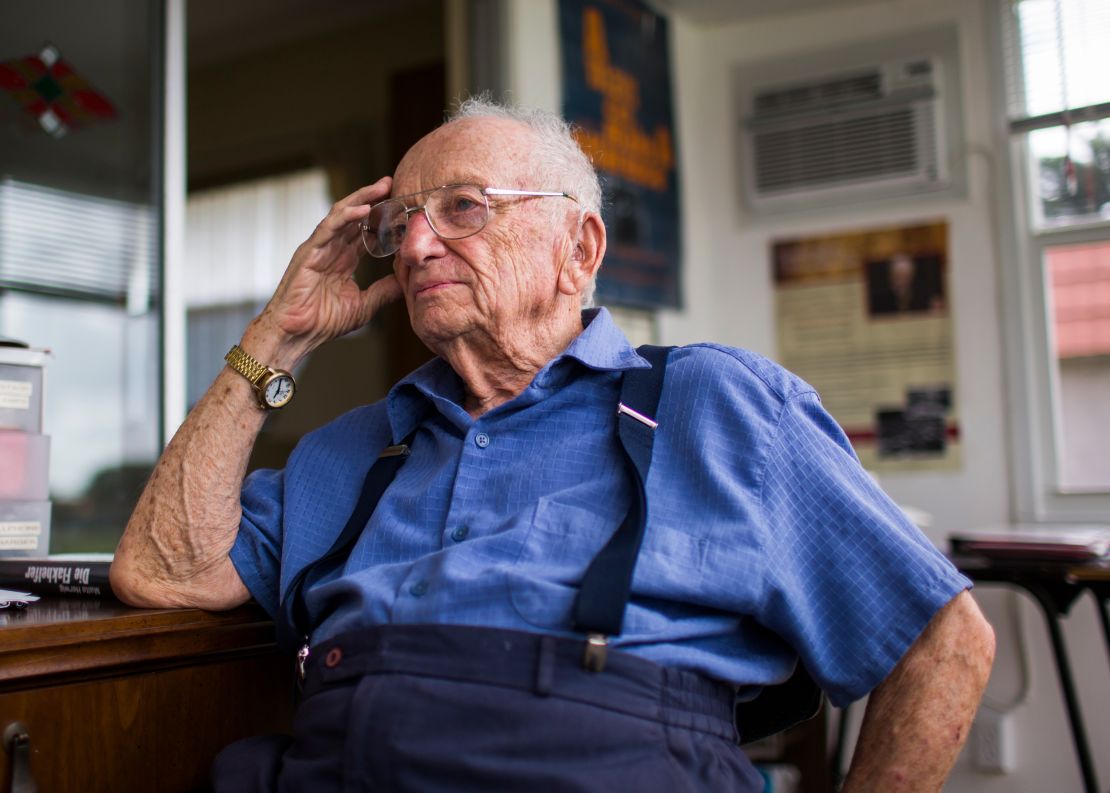 Ferencz at his home in Delray Beach, Florida, in 2016.