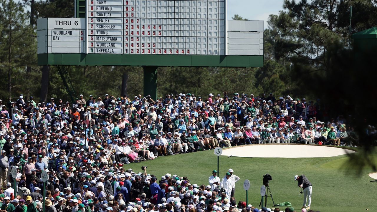 Koepka plays his shot from the third tee during the final round.