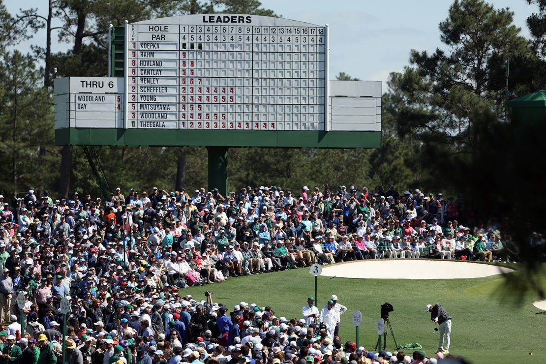 Koepka plays his shot from the third tee during the final round.