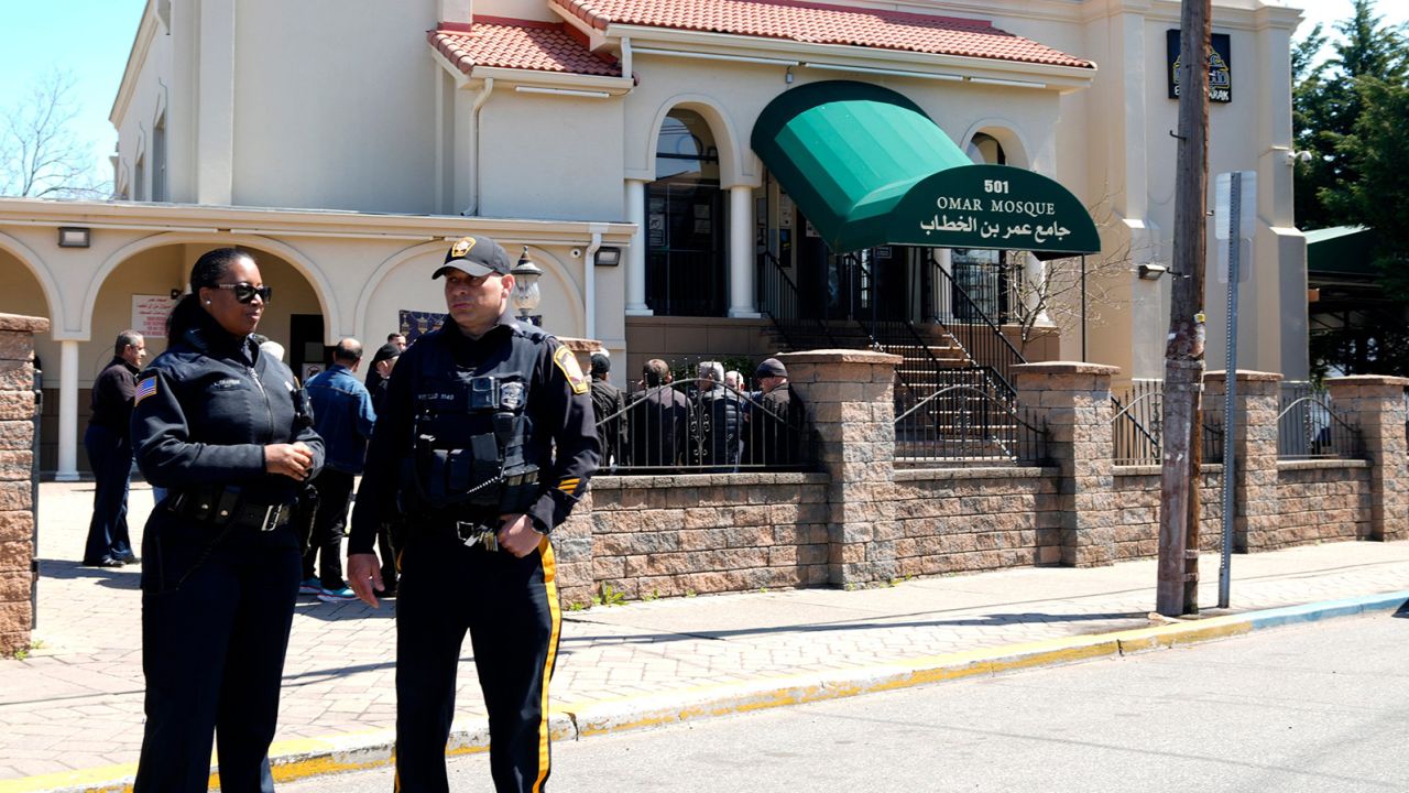 Extra security could be seen outside Omar Mosque Sunday afternoon after an imam was stabbed there earlier in the day.