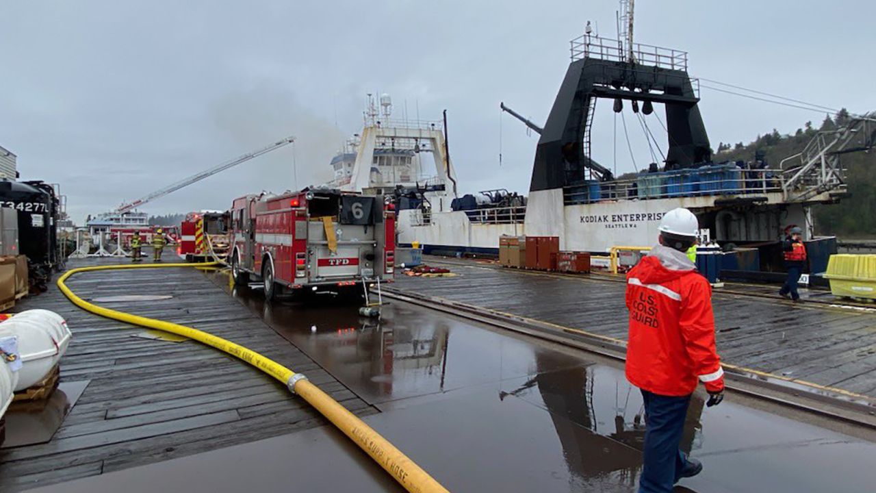 The fishing vessel Kodiak Enterprise caught fire early Saturday morning while moored in the Hylebos Waterway in Tacoma.