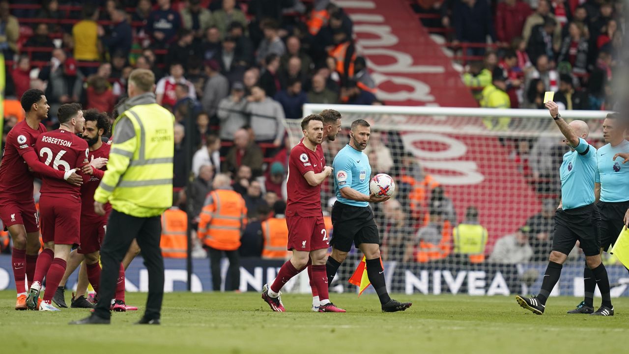 Robertson received a yellow card as the players went on break.