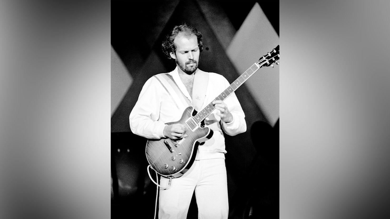 Lasse Wellander, pictured on stage at the Wembley Arena, London, England, on November 5, 1979 became the main guitarist on ABBA's albums.